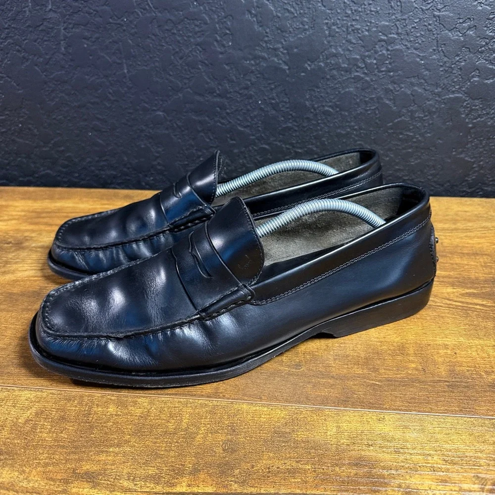 Tod's Gomma Penny Loafer Black Leather Dress Shoes Mens 10.5